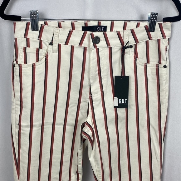 Kut from the Kloth Reese High Rise Ankle Straight Raw Hem Ivory/Right - Size 2 - Picture 6 of 14